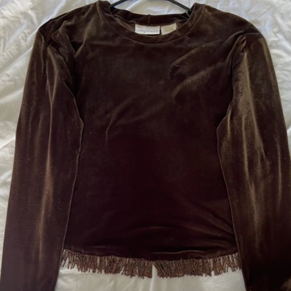 Vintage 80's Velvet Crop Sweater - Picture 1 of 4
